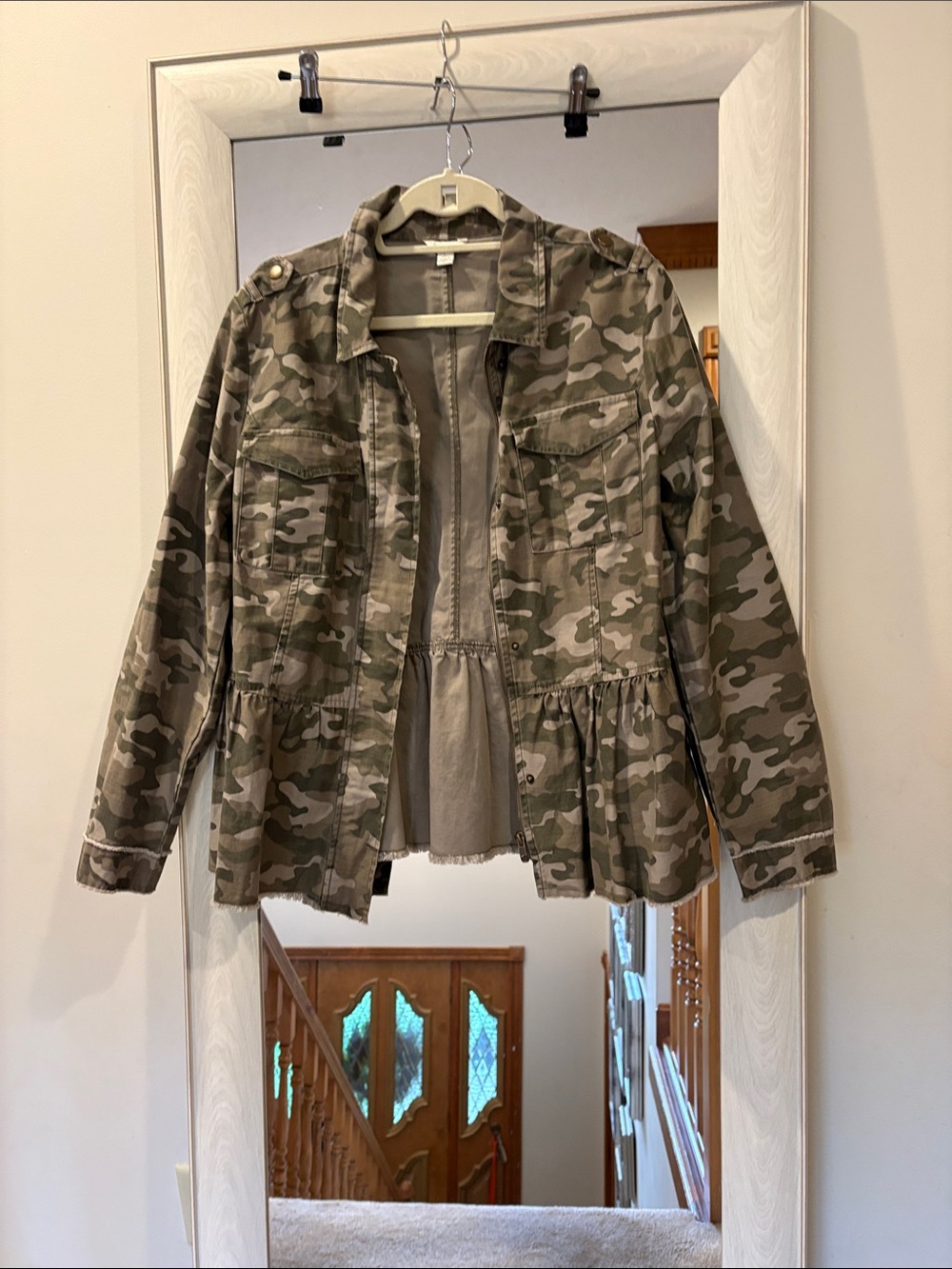 Camouflage Peplum Utility Jacket - Olive Camo